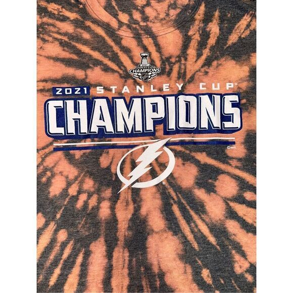 Tampa Bay Lightning 2021 Stanley Cup Champions Bleached Tee - Picture 3 of 4